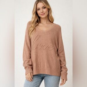 Torrid Size 2 Blush Pink Knit Sweater with “Love” Textured Detail